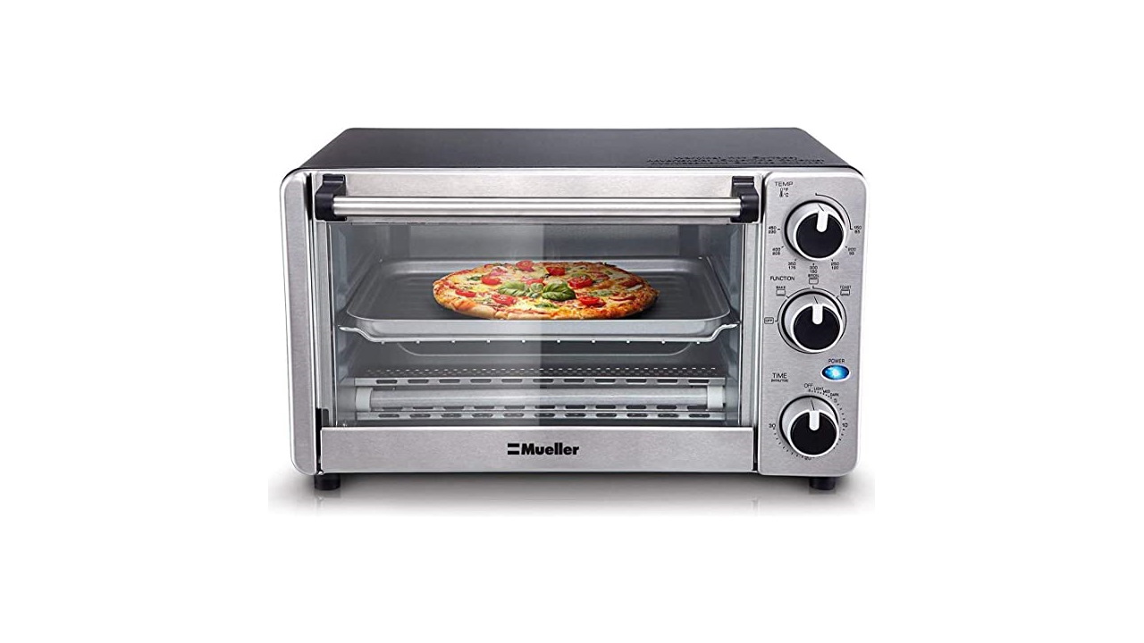 Mueller Toaster Oven 4 Slice, MultiFunction Stainless Steel Finish