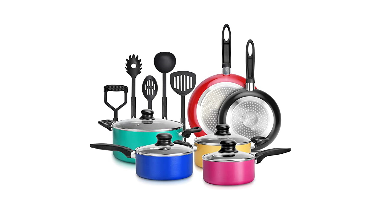 Nutrichef 15-Piece Nonstick Kitchen Cookware Set