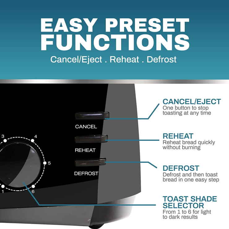 Elite Gourmet ECT-4829B Long Slot Toaster 2