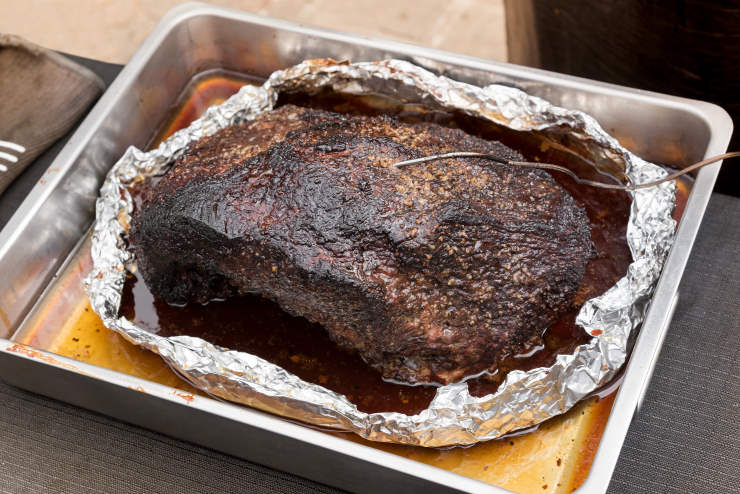 brisket in the oven, well-done