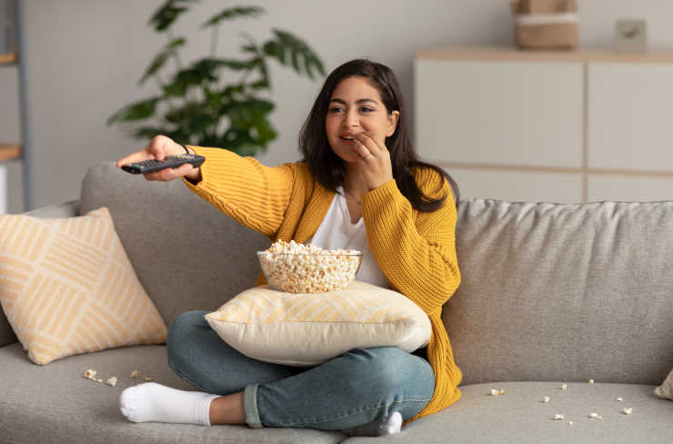 popcorn in a toaster oven, couch