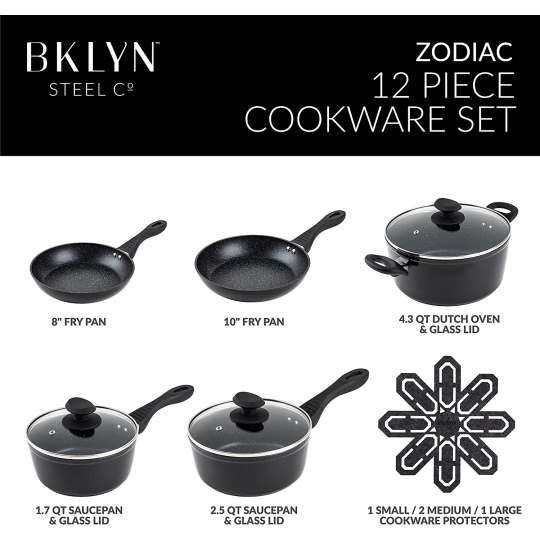 Brooklyn Steel Co. Gravity Collection Aluminum Cookware Set, 12 pc