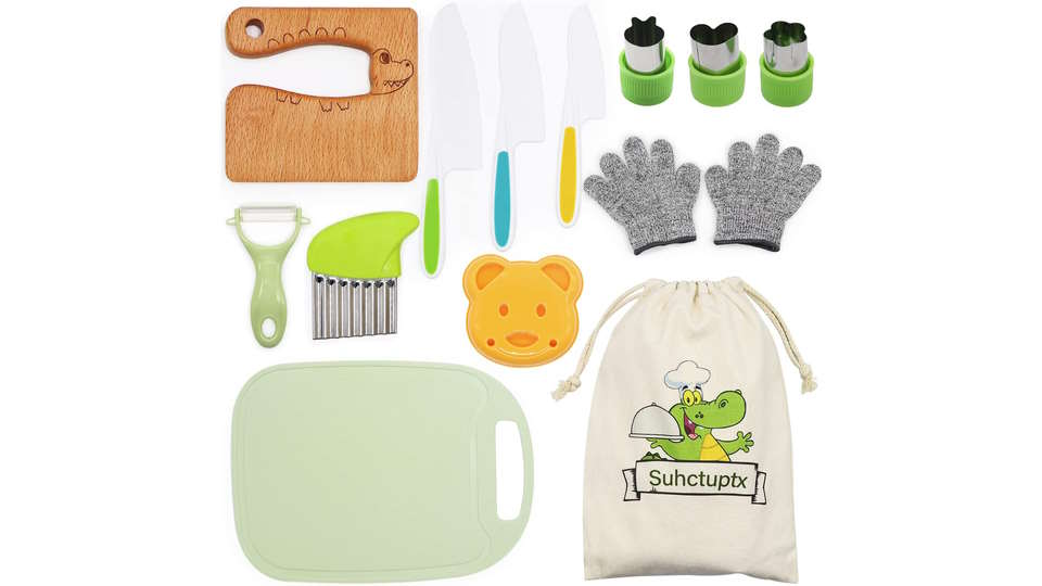 Suhctuptx 14 Pieces Kids' Wooden Knife Set