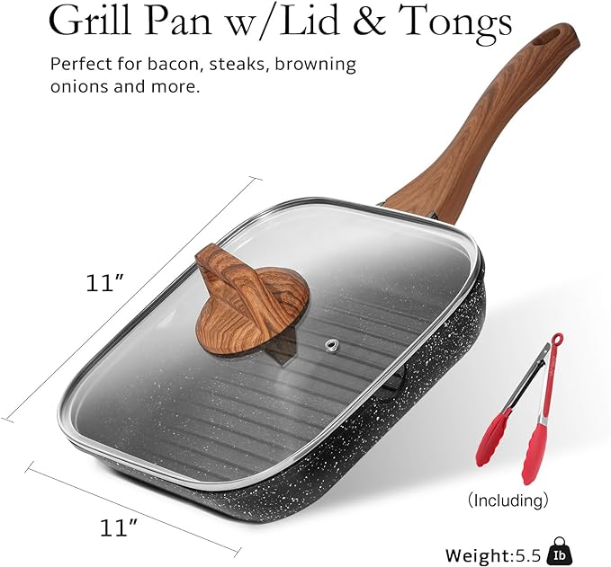 ESLITE LIFE Nonstick Grill Pan with Lid Review