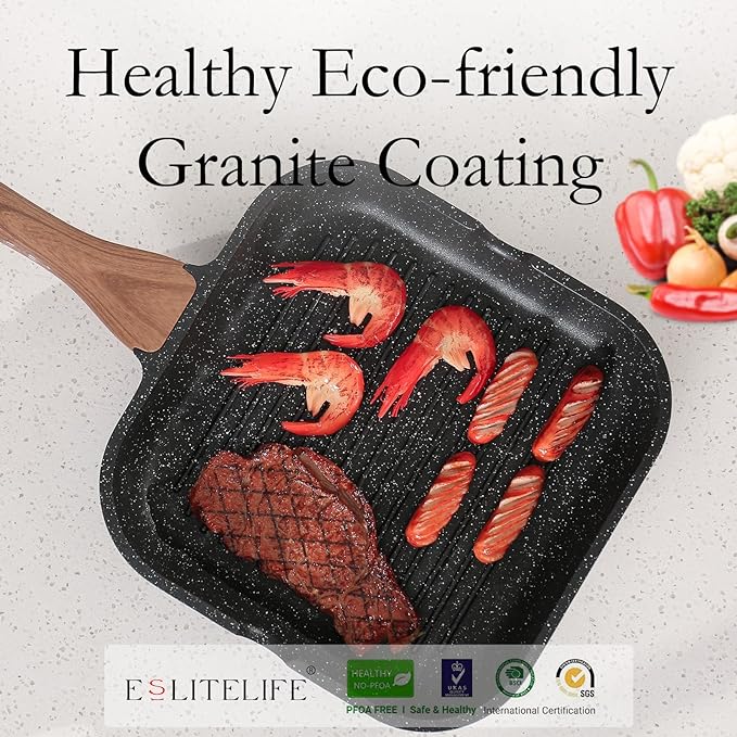 ESLITE LIFE Nonstick Grill Pan with Lid Review